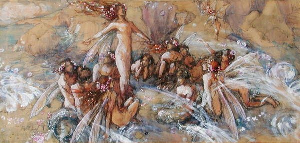 Festival (kağıt üzerine kurşun kalem, sulu boya ve guaj boya) by Walter A. E. (attr.to) Russell