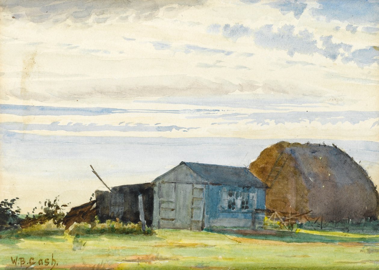 Samanlık, ön planda alan olan kulübeler by Walter Bonner Gash