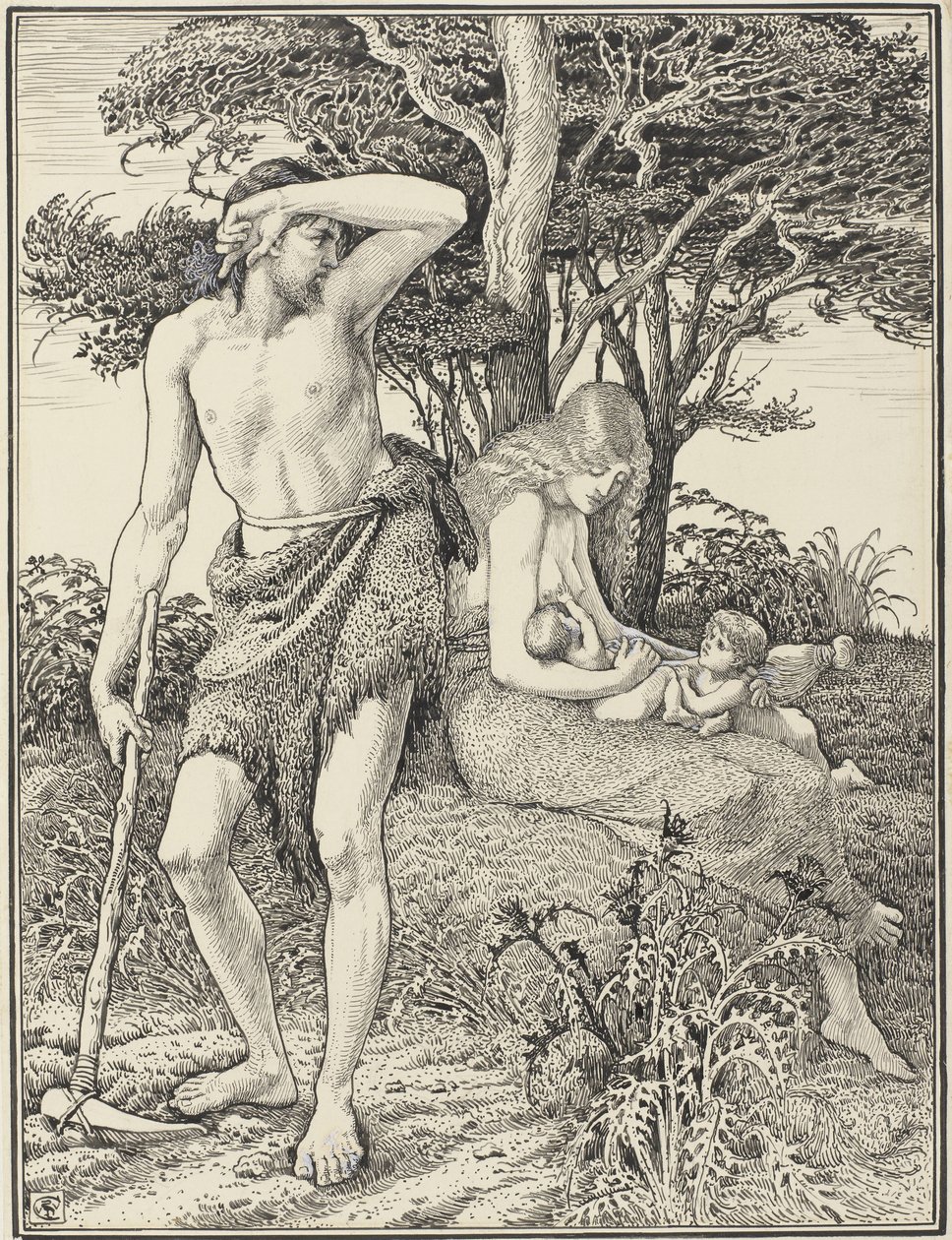 Adem ve Havva by Walter Crane (signed by artist)
