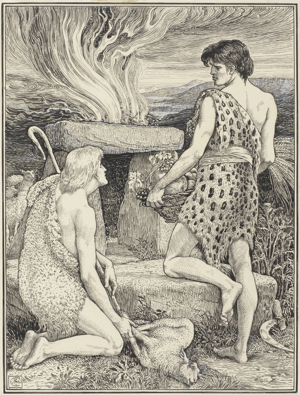 Kabil ve Habil by Walter Crane (signed by artist)