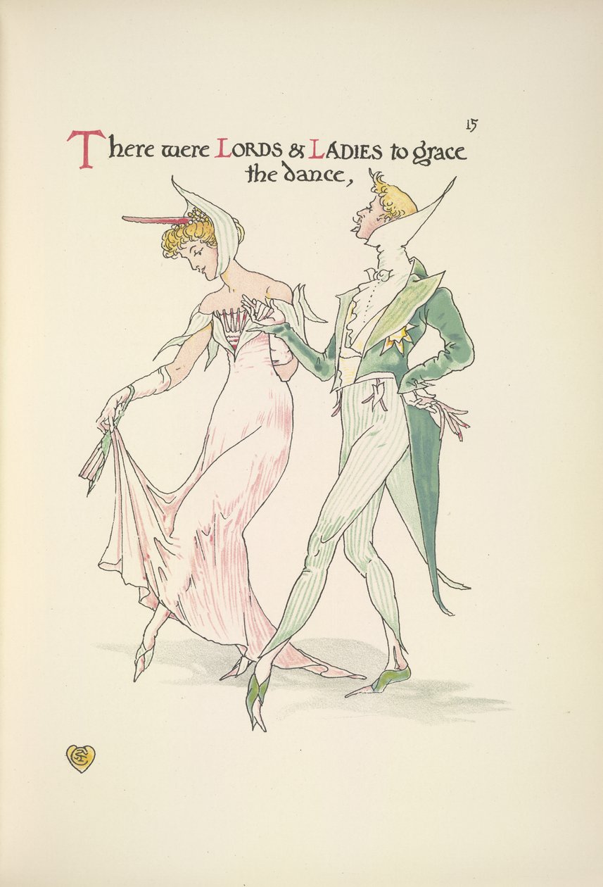 Dans etmeye hazırlanan genç bir adam ve kadın by Walter Crane