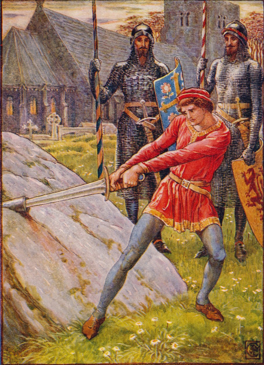 Arthur Taştan Kılıcı Çiziyor, 1911. by Walter Crane