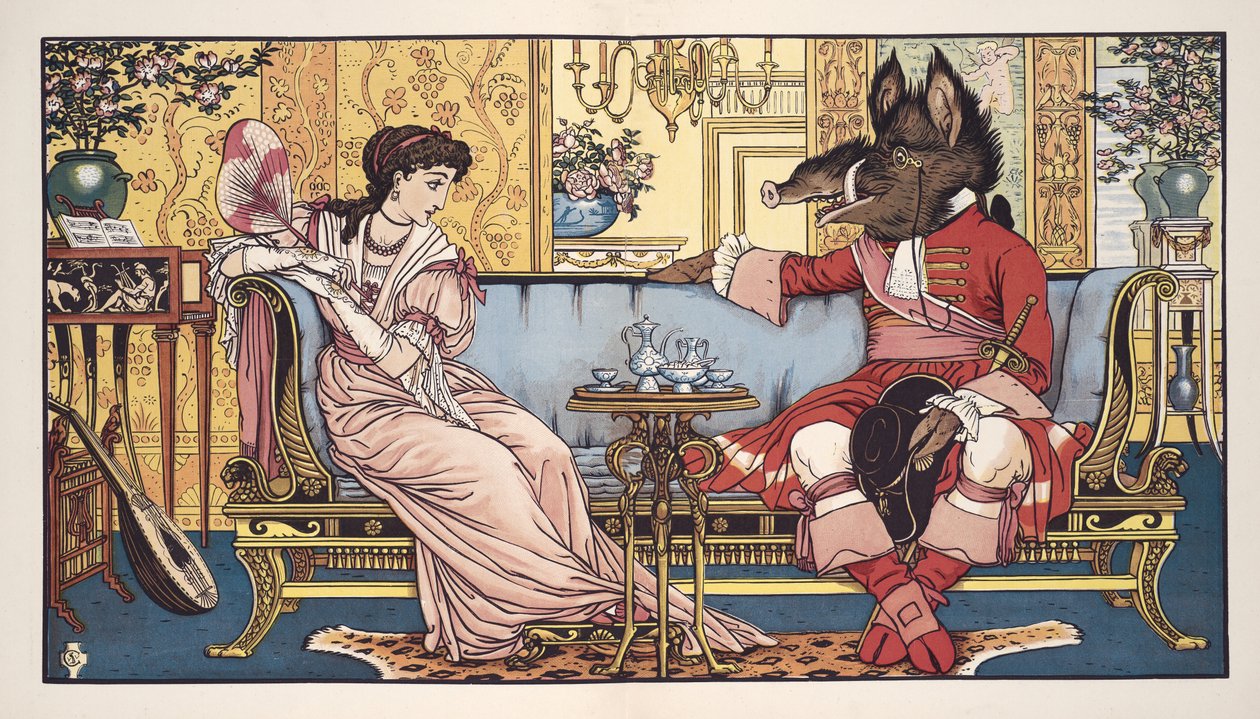 Güzel ve Çirkin, bar. 1874 (renkli taş) by Walter Crane