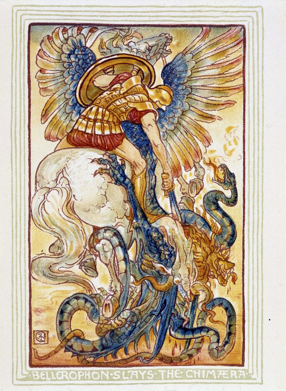 Bellerophon battle les chimeres - “Kızlar ve erkekler için harika bir kitap” da, hasta. Walter Crane tarafından by Walter Crane