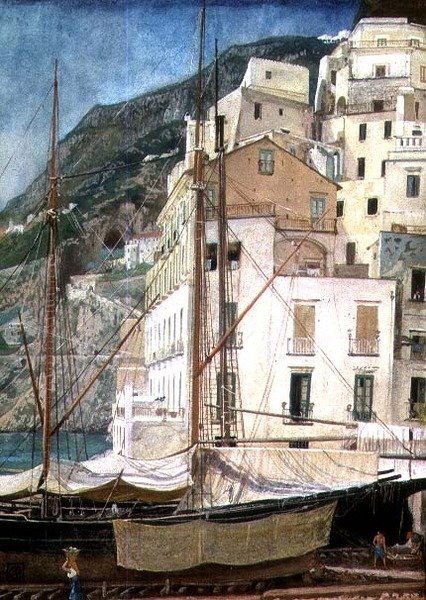 İtalyan Limanındaki Tekneler by Walter Crane