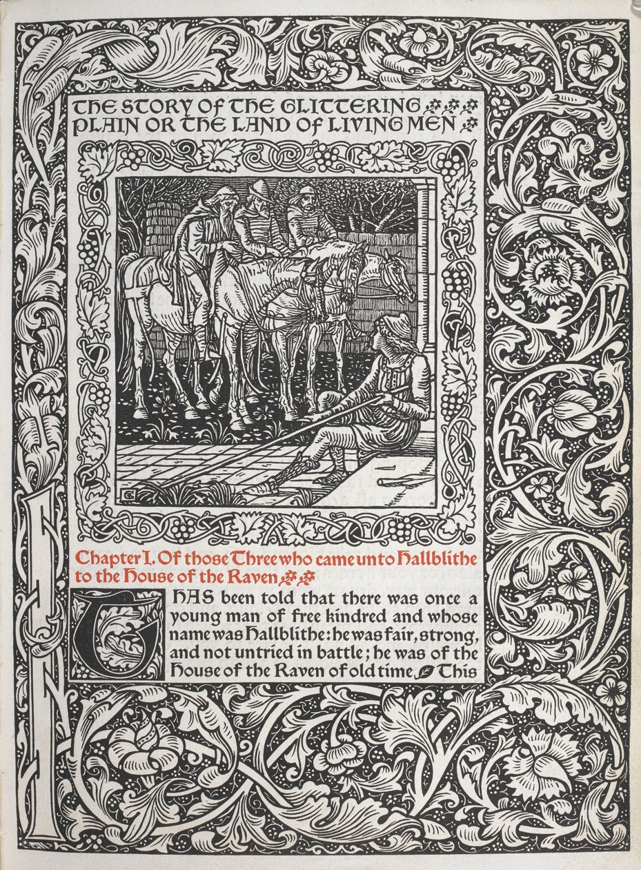 Bölüm I. Hallblithe'ye Kuzgun'un evine gelen üç kişiden. by Walter Crane