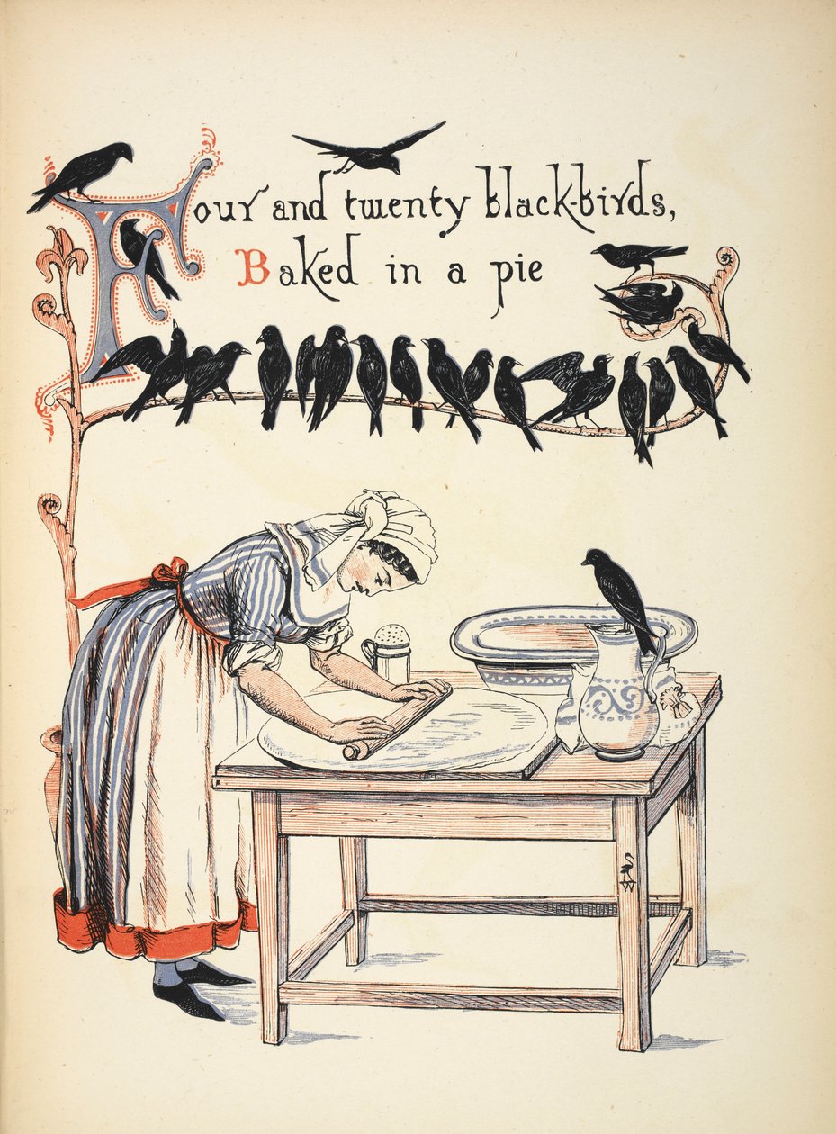 Bir turtada pişmiş yirmi dört karatavuk. by Walter Crane