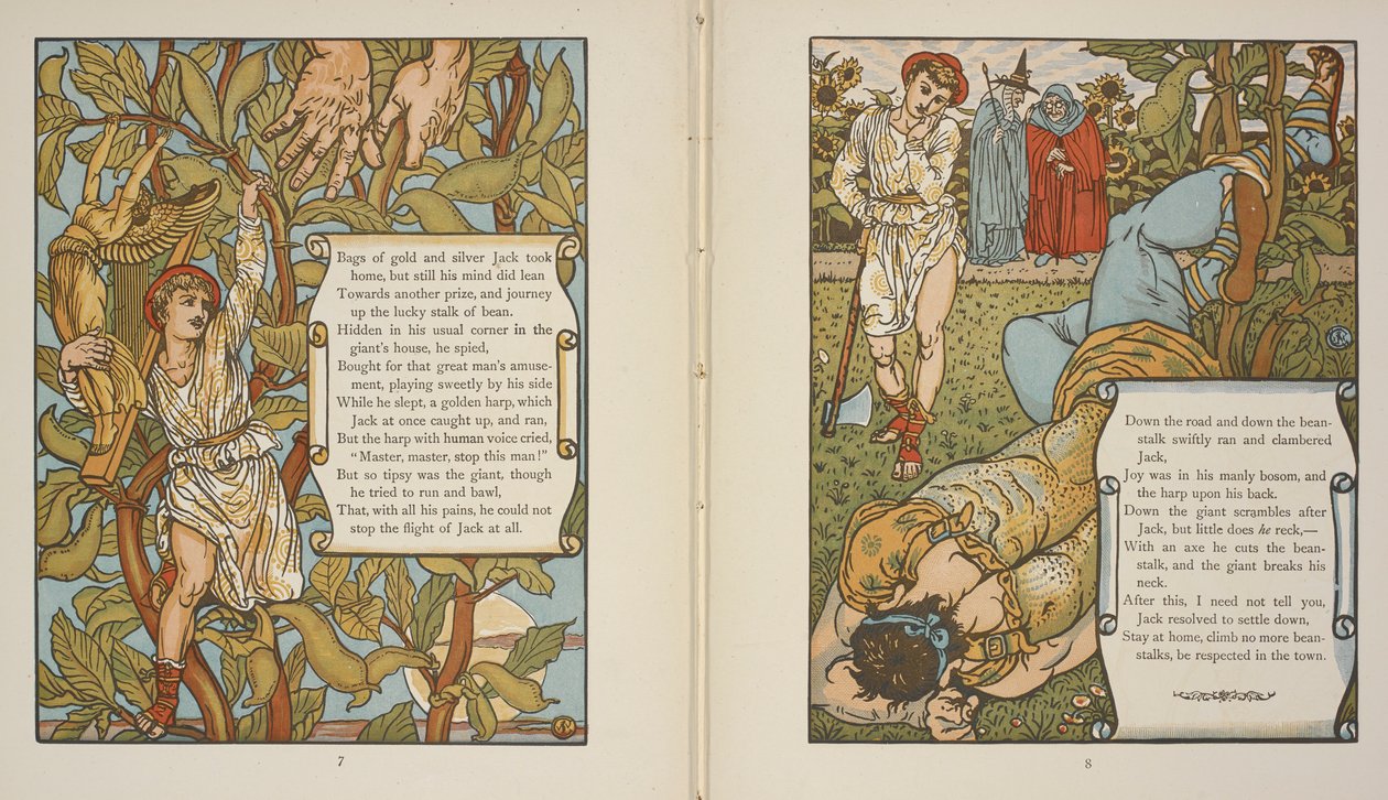 'Jack ve Fasulye Sırığı' hikayesi için illüstrasyon. by Walter Crane