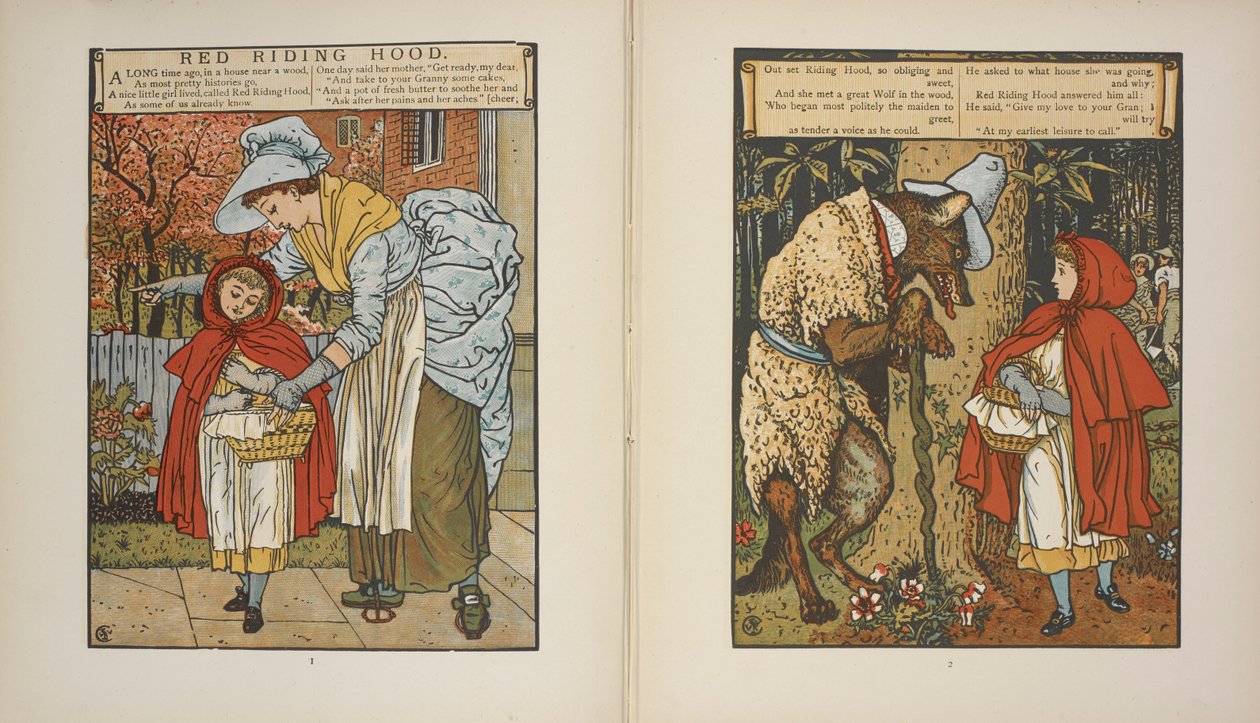 'Kırmızı Başlıklı Kız' için resimler. by Walter Crane