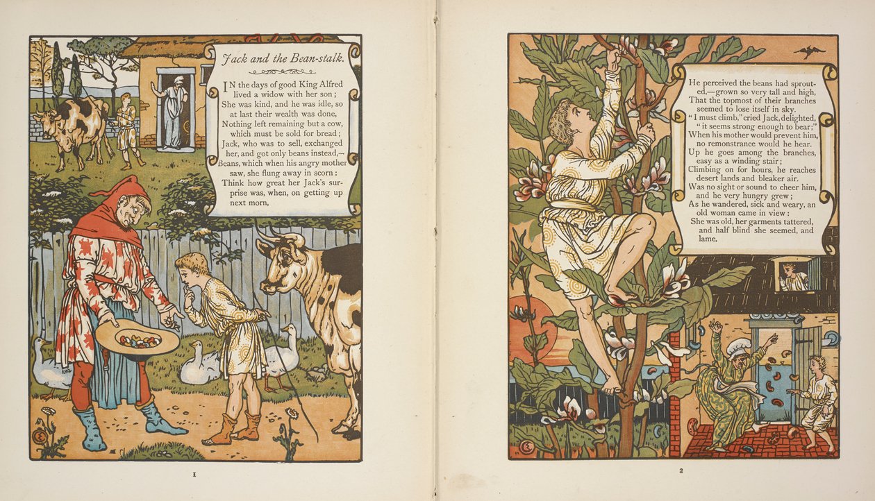 'Jack ve Fasulye Sapı' hikayesi için çizimler. by Walter Crane