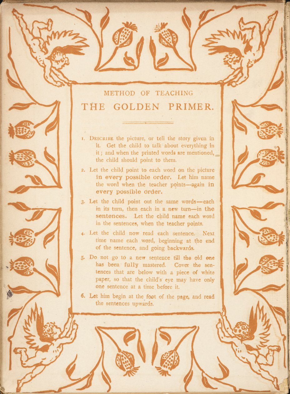Altın astarı öğretme yöntemi. Melek yüzlü çiçek kenarlığı. by Walter Crane