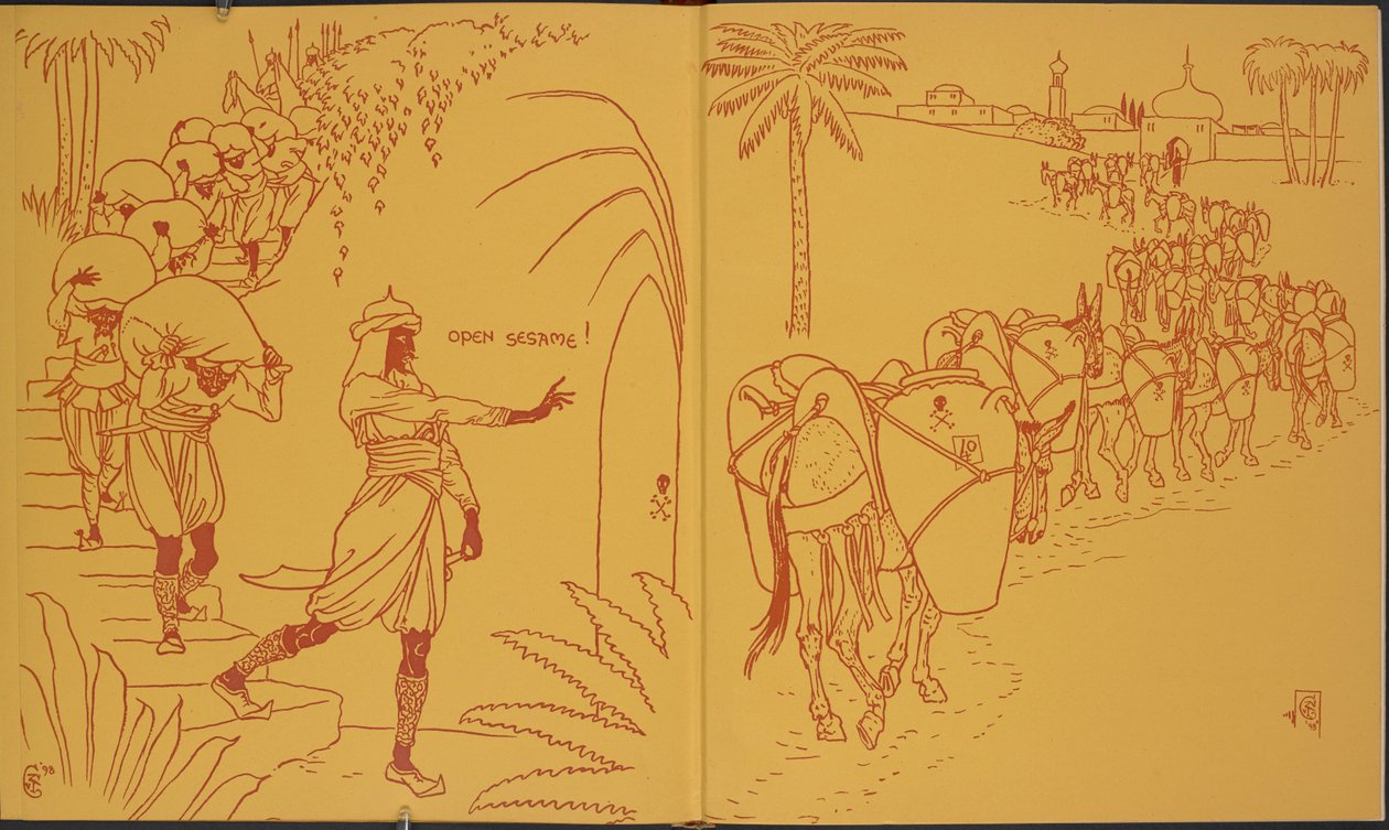 Açık susam'. "Kırk Haramiler" için İllüstrasyon. by Walter Crane