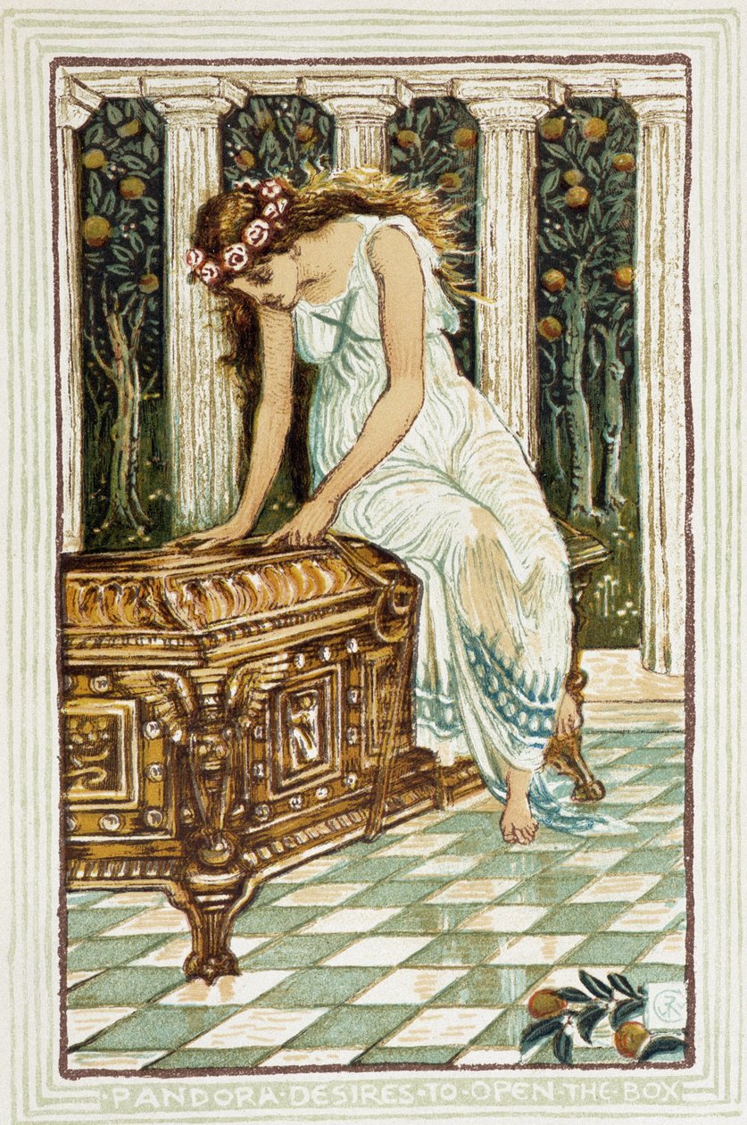 Pandora kasayı açmak istiyor - “Kızlar ve erkekler için harika bir kitap”ta by Walter Crane