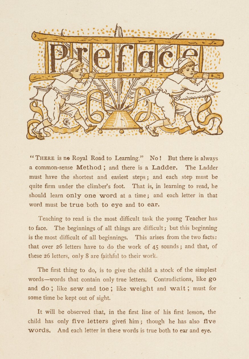 The Golden Primer'a Önsöz. Merdiven taşıyan iki çocuk. by Walter Crane