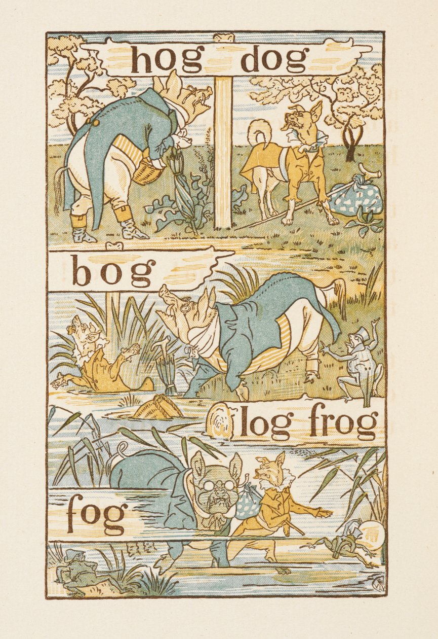 G harfiyle biten kafiyeli sözler. Altın astar. by Walter Crane