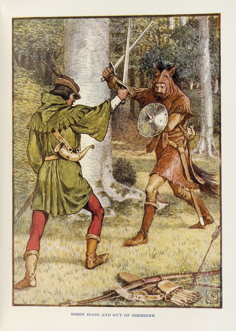 Robin Hood ve Gisborne'lu Guy by Walter Crane