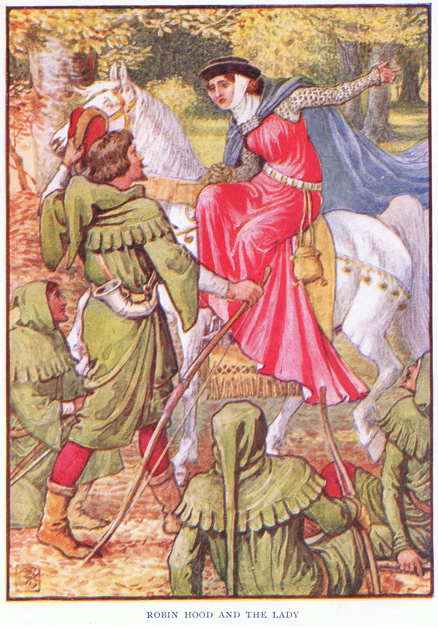 ರಾಬಿನ್ ಹುಡ್ ಮತ್ತು ಮಹಿಳೆ, ಸಿ.1920 ಟರ್ಕ್ by Walter Crane