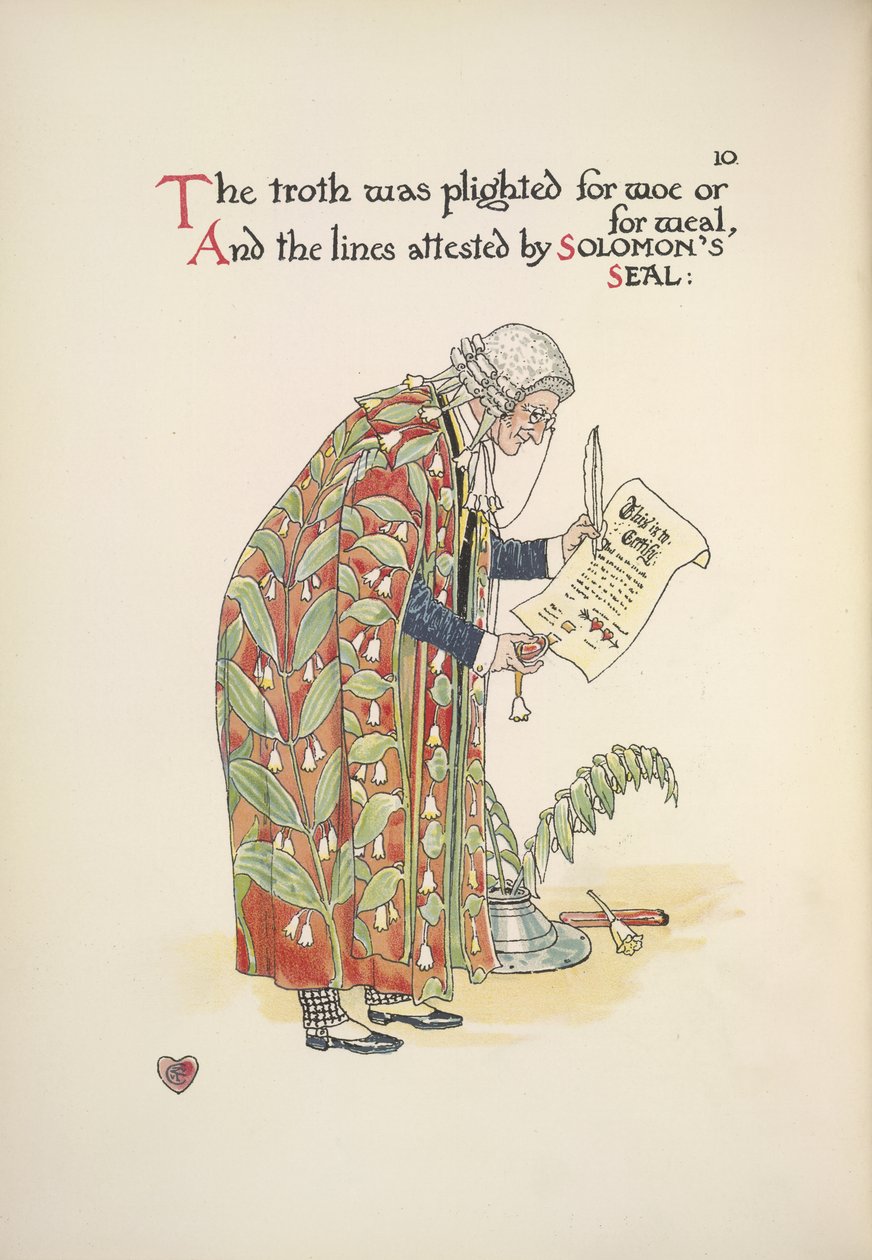 Evlilik sertifikasının mühürlenmesi by Walter Crane