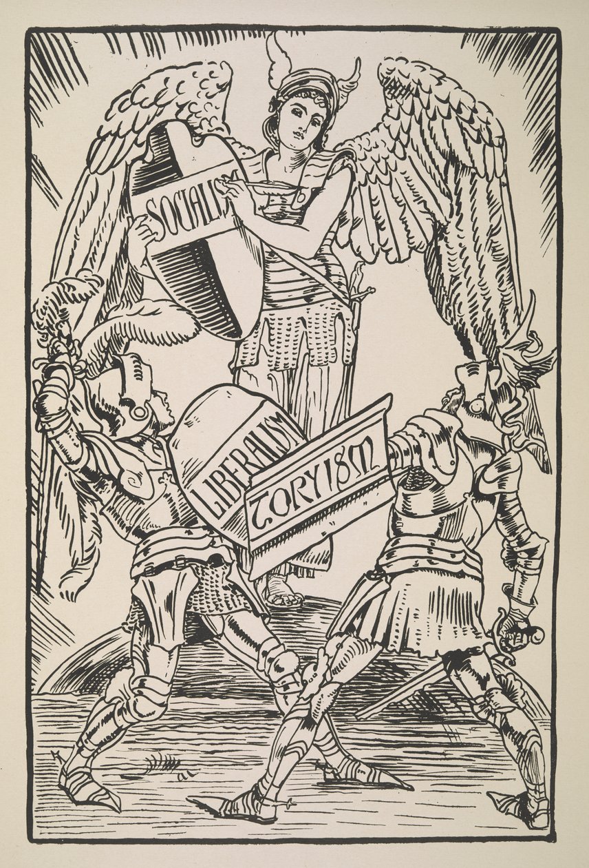 Dava İçin Karikatürlerden Sosyalizm, Liberalizm ve Toryizm by Walter Crane