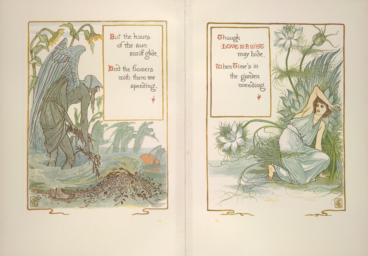 Bir sisin içinde gün batımı ve aşk by Walter Crane