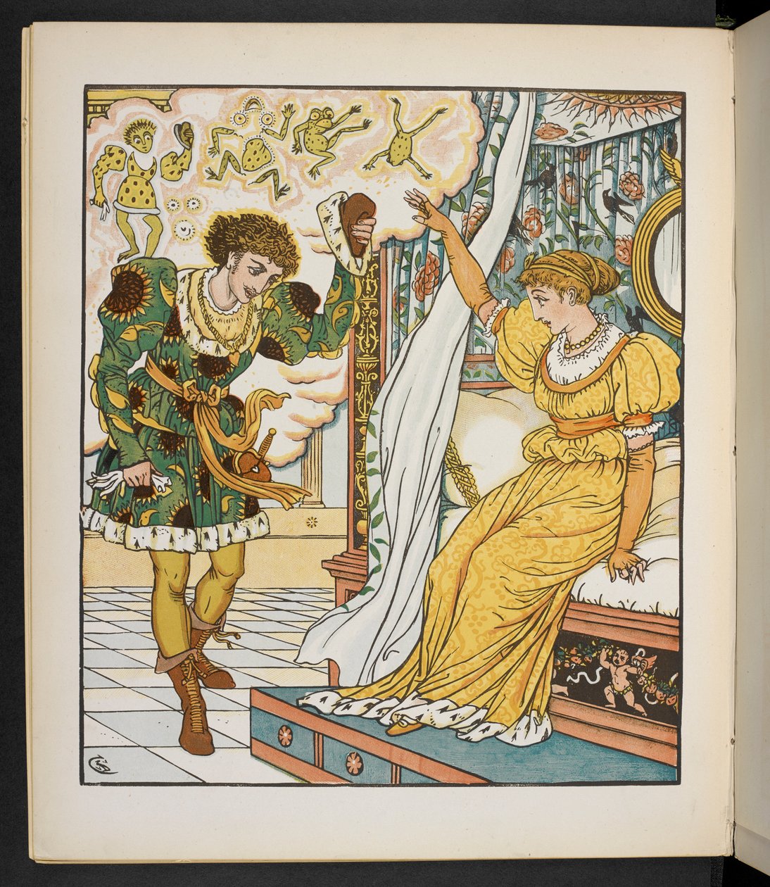 Jakob ve Wilhelm Grimm tarafından “Kralın Kızı ve Kurbağa” (litografi) by Walter Crane