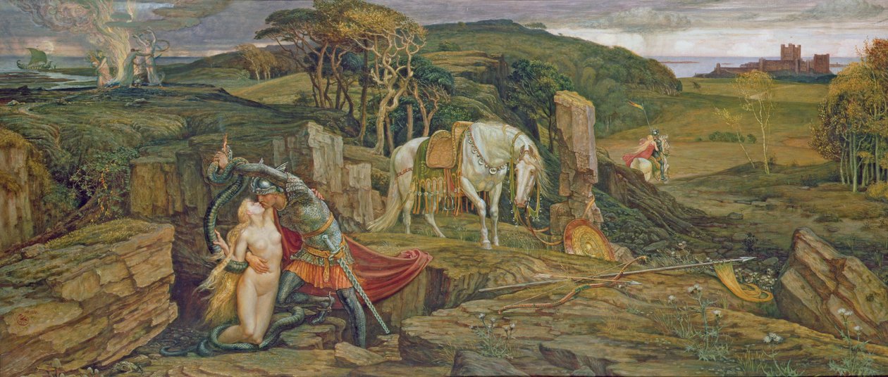 Spindleston Heugh'un Laidly Solucanı by Walter Crane