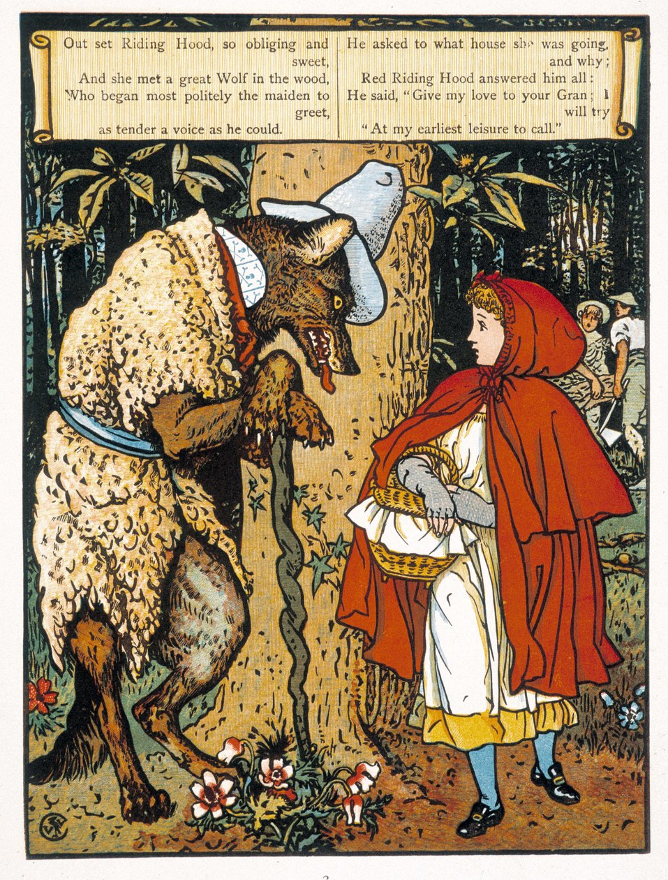 Kırmızı Başlıklı Kız (kurtla karşılaşma) - yazan John Lane, Walter Crane
