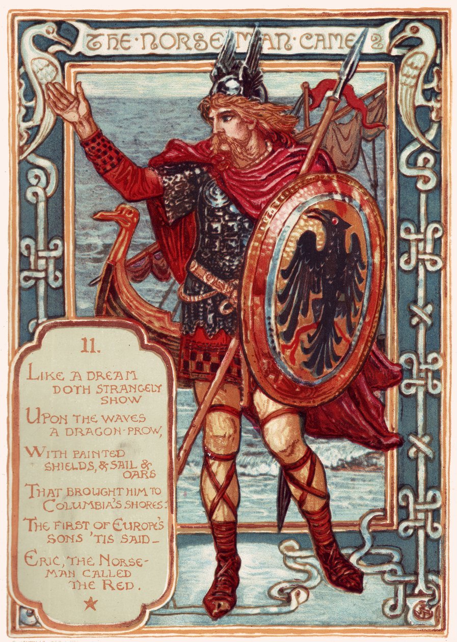 Norveçli. Kimden: Columbias Courtship: A Picture History of the United States, 1893 by Walter Crane