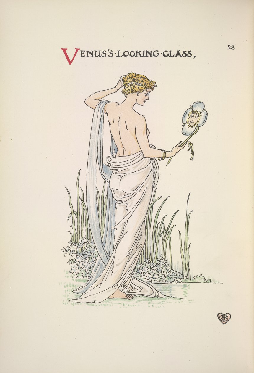Venüs'ün aynası. Aynada kendine hayran olan bir kadın by Walter Crane