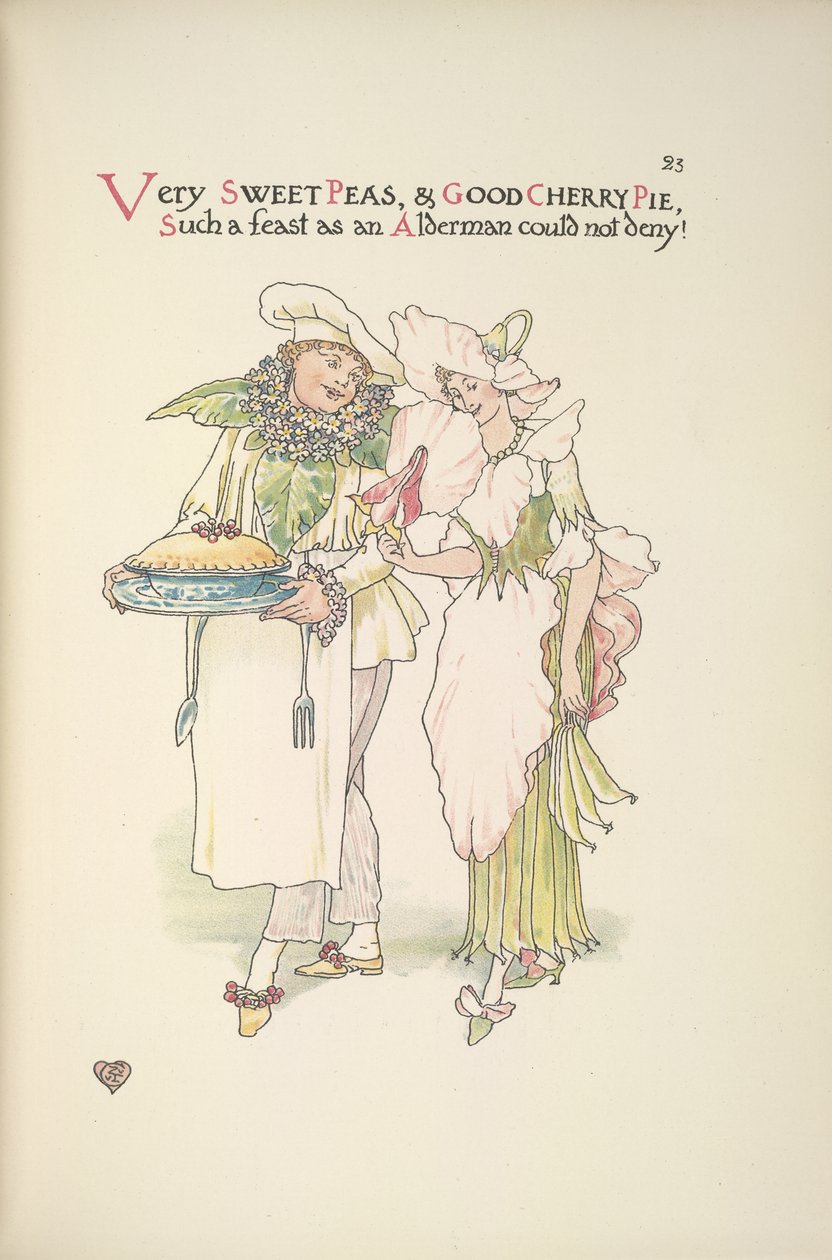 Çok tatlı bezelye ve iyi vişneli turta, Meclis Üyesi gibi bir ziyafeti inkar edemezdi! by Walter Crane