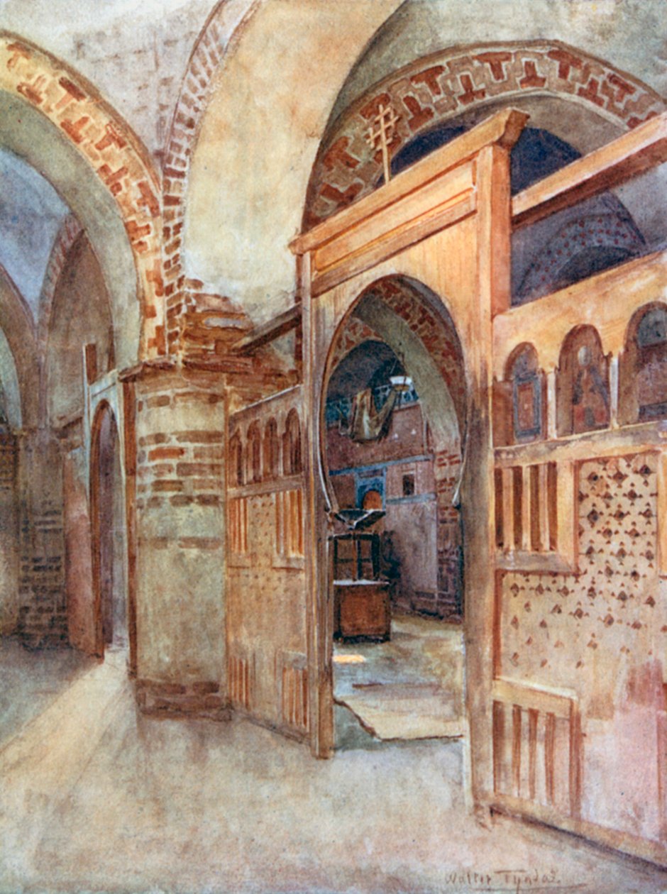 Abydos yakınlarında bir Kıpti Kilisesi (renkli lito) by Walter Frederick Roofe Tyndale