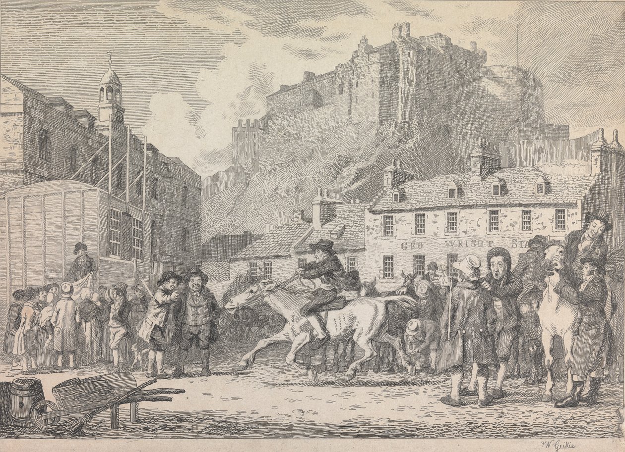 Edinburgh Kalesi ve At Fuarı by Walter Geikie