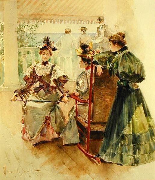 Veranda üzerinde (kağıt üzerine guaj ve sulu boya) by Walter Granville Smith