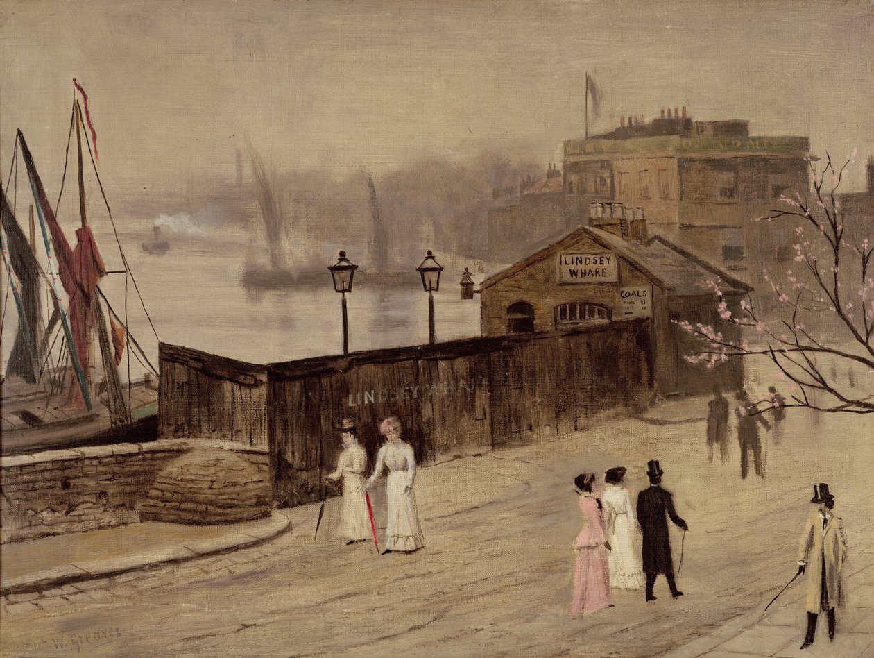 Lindsey Wharf (tuval üzerine yağlı boya) by Walter Greaves