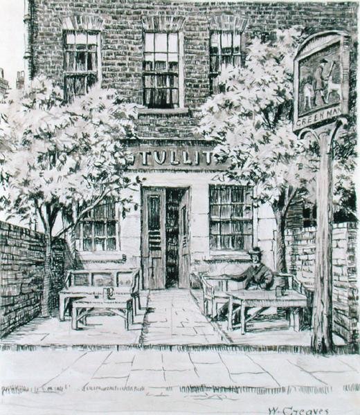 Yeşil Adam, Beaufort Caddesi, Chelsea (kağıt üzerine mürekkep) by Walter Greaves