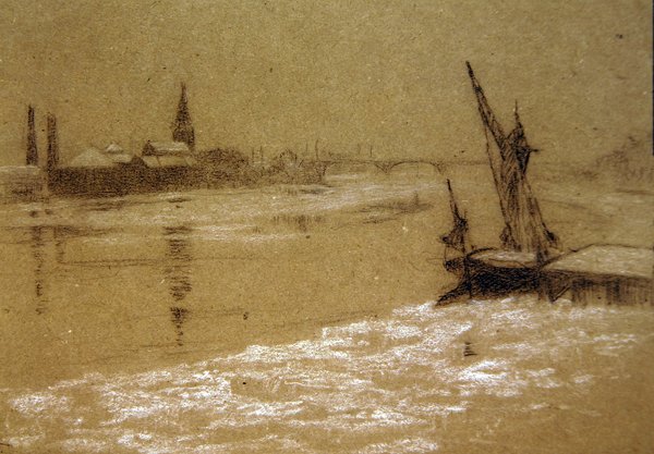 Kışın Thames (kağıt üzerinde siyah beyaz tebeşirler) by Walter Greaves