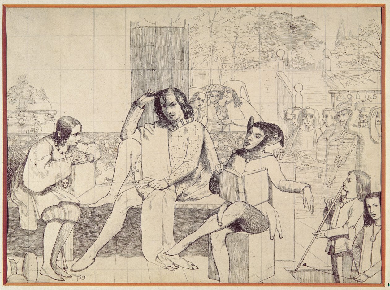 Onikinci Gece, c.1850 (kalem çizimi) by Walter Howell Deverell