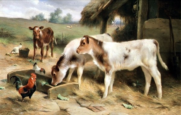 Üç Buzağı ve Kümes Hayvanları by Walter Hunt