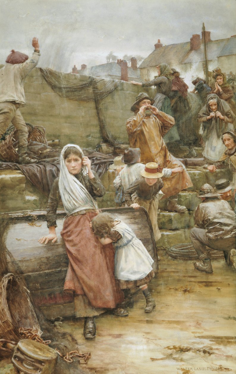 Cornish Balıkçı Köyündeki Felaket Sahnesi, 1889 by Walter Langley