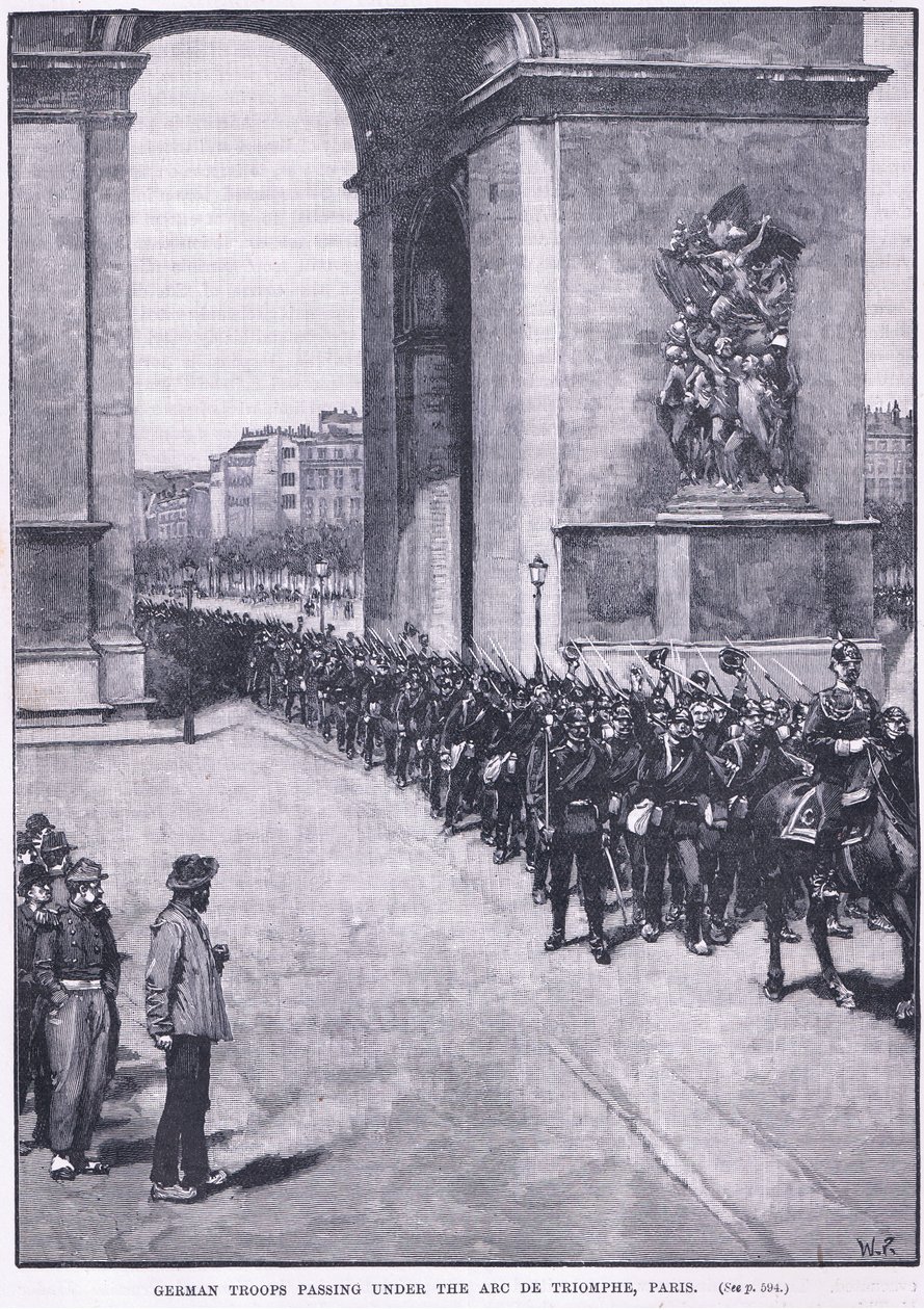 Arc de Triomphe 1871 AD altından geçen Alman birlikleri by Walter Paget