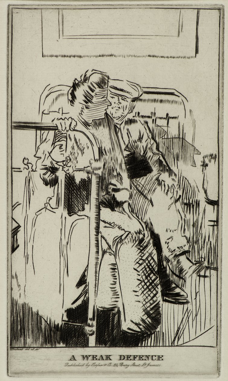 Zayıf Bir Savunma, c.1911 (aşındırma) by Walter Richard Sickert
