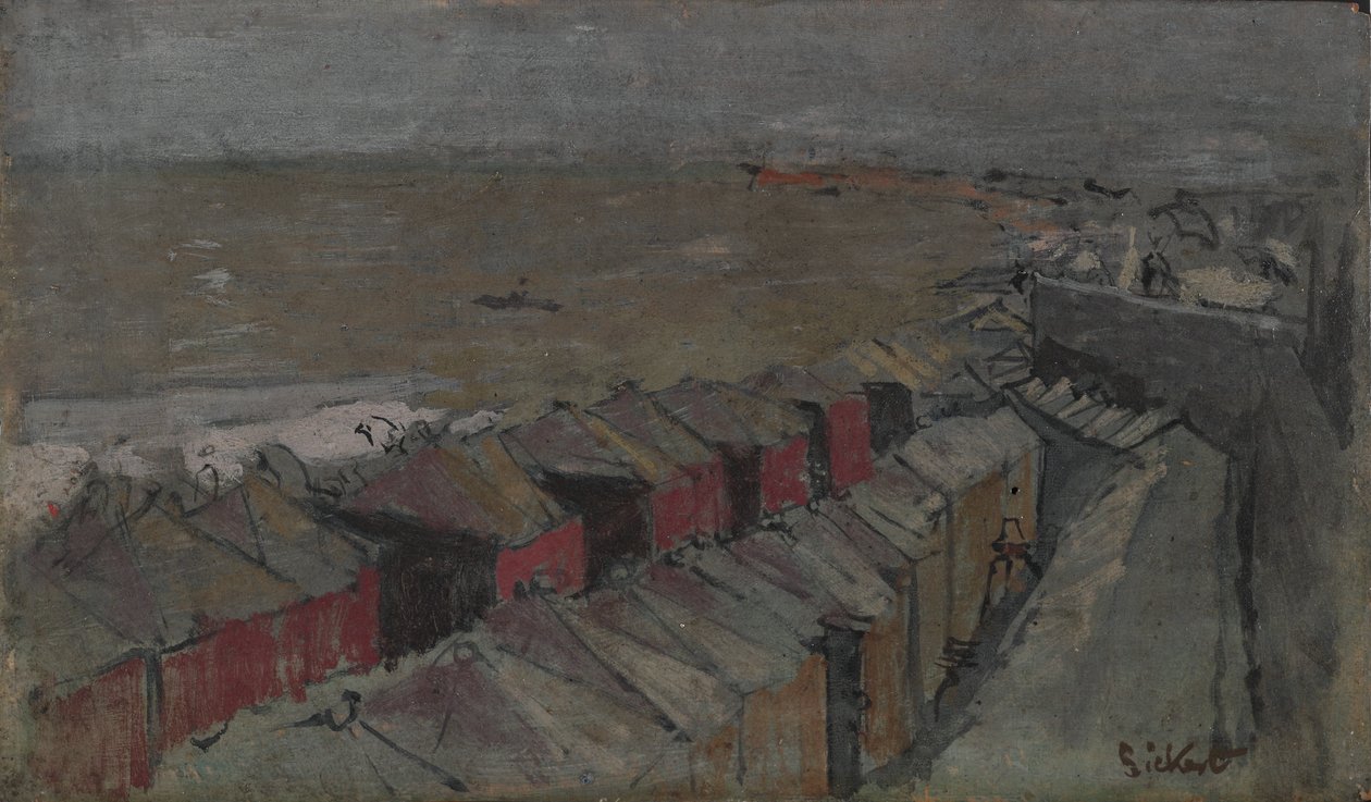 Yıkanma kulübeleri, Dieppe, c.1890 (panelde yağlı boya) by Walter Richard Sickert