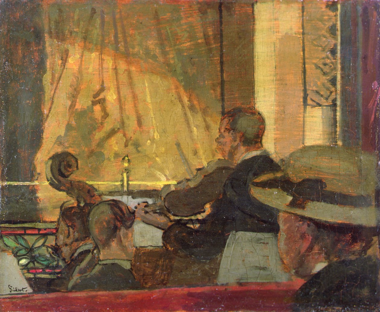 Müzik Salonu (panelde yağlı boya) by Walter Richard Sickert