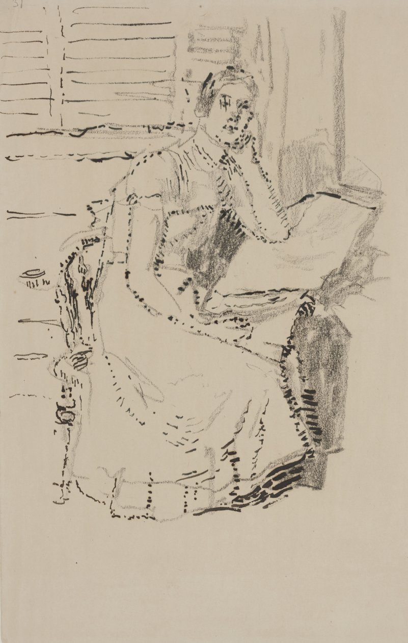 Oturan Figür (kağıt üzerinde karakalem ile kalem ve mürekkep) by Walter Richard Sickert