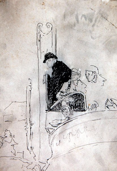Eski Bedford Galerisi, c.1895-1900 (kağıt üzerine kalem ve mürekkep) by Walter Richard Sickert