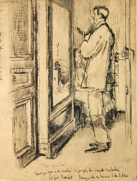 The New Tie, c.1922 (kalem & mürekkep ve kağıt üzerinde yıkama) by Walter Richard Sickert