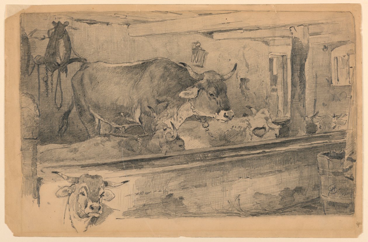 Koyun Kırkımı için Sığır Çalışması by Walter Shirlaw
