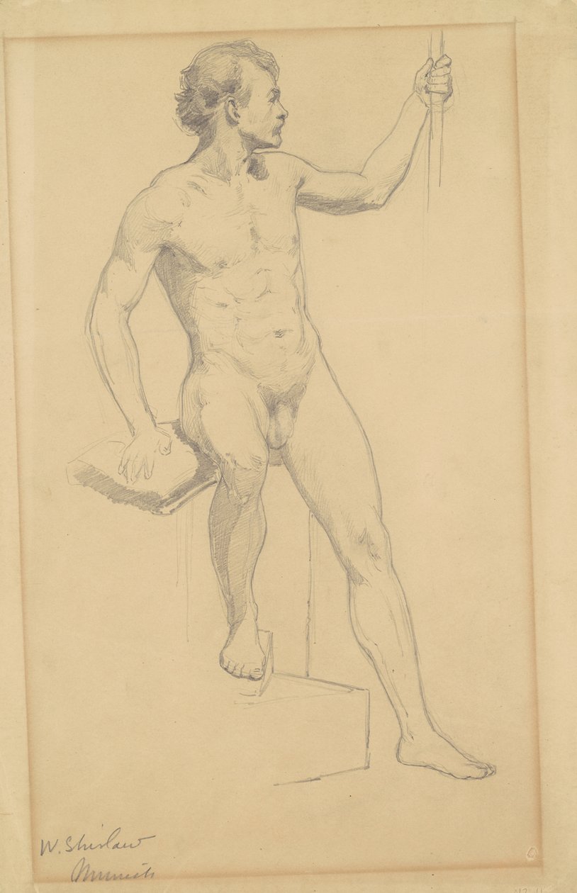 Oturan Erkek Çıplak, c.1870-77 (dokuma kağıt üzerine grafit) by Walter Shirlaw