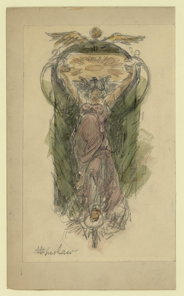 Kadın duvar resmi için çalışma çizimi, no. 1 by Walter Shirlaw