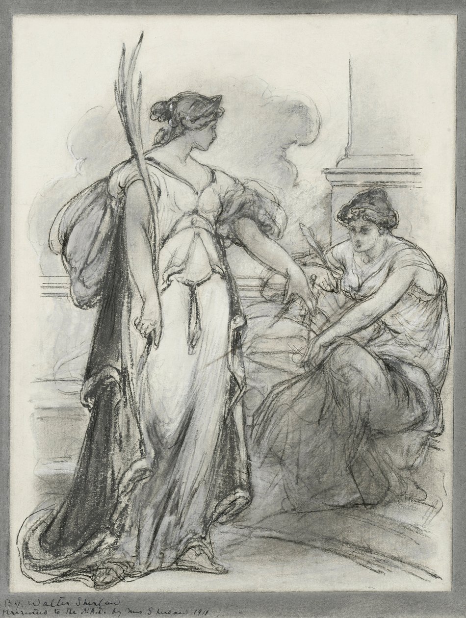 Bir çiçek sunan genç bir kız veya genç bayan olarak Markiz Virginia Busti Porro portresi by Walter Shirlaw